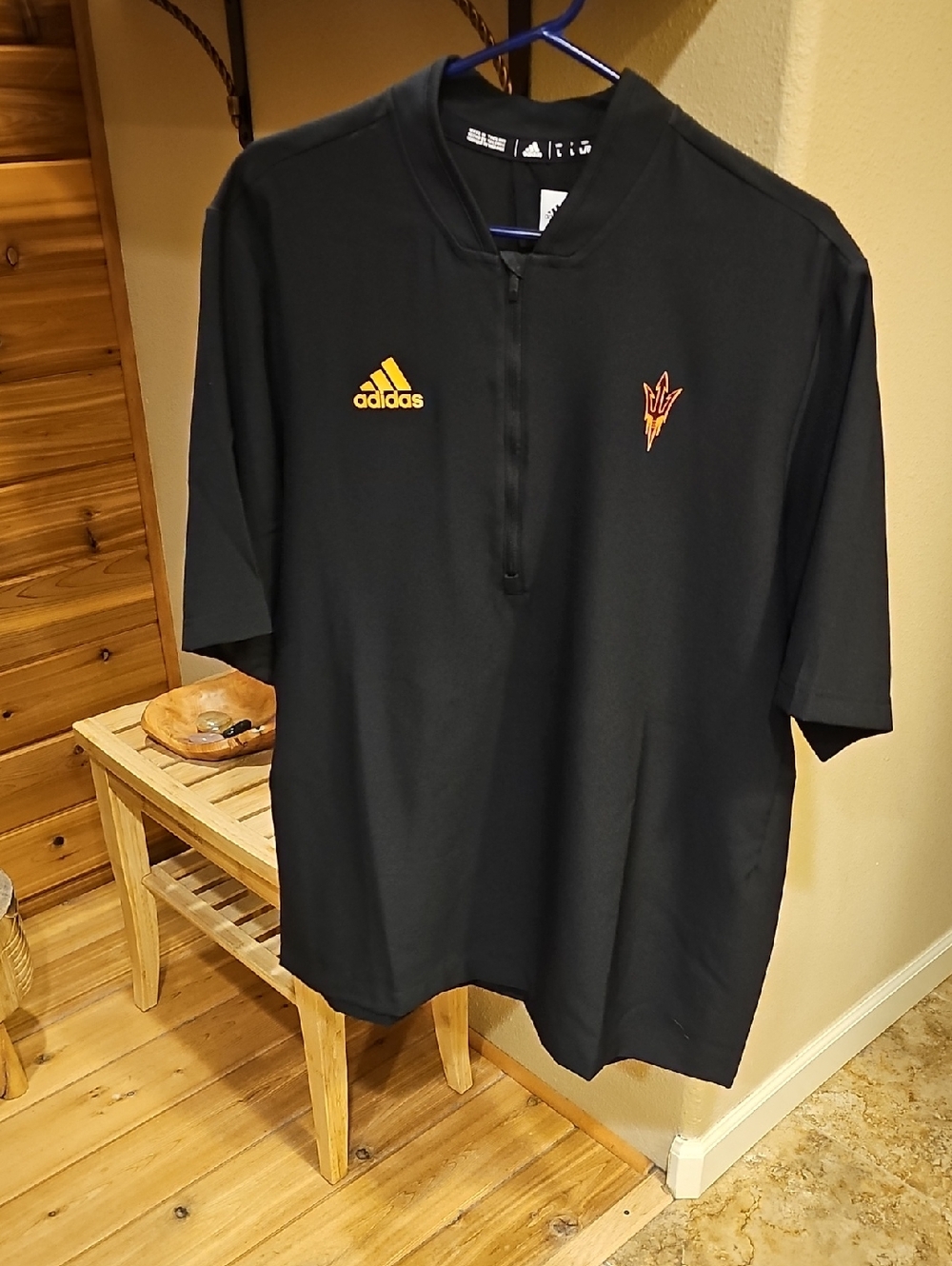 Mens Arizona State Sundevils Adidas Performance Short Sleeve Pullover Jacket
